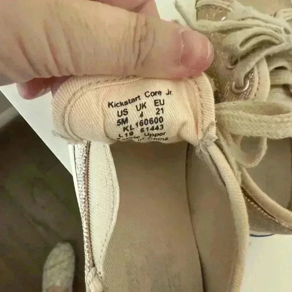 Keds Kickstart Core Jr No Tie Pink Rose Gold Sparkle Toddler Shoe Velcro 5M - Picture 5 of 6